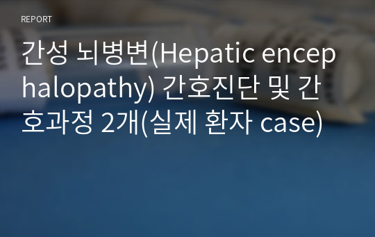 간성 뇌병변(Hepatic encephalopathy) 간호진단 및 간호과정 2개(실제 환자 case)