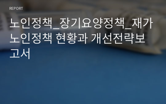 노인정책_장기요양정책_재가노인정책 현황과 개선전략보고서