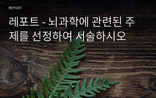 레포트 - 뇌과학에 관련된 주제를 선정하여 서술하시오