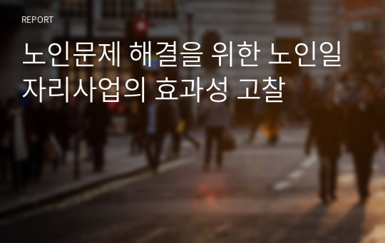 노인문제 해결을 위한 노인일자리사업의 효과성 고찰