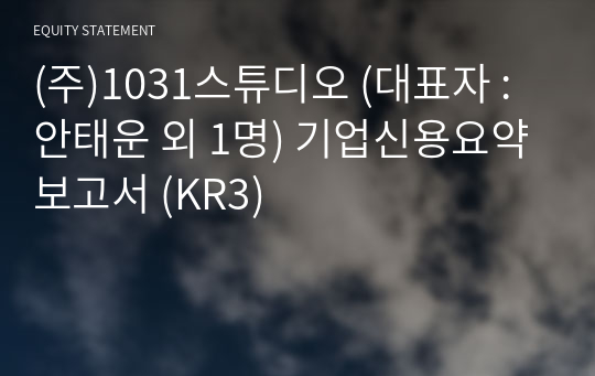 (주)1031스튜디오 기업신용요약보고서 (KR3)