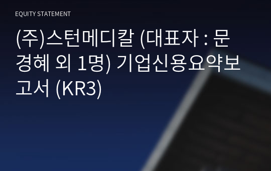 (주)스턴메디칼 기업신용요약보고서 (KR3)