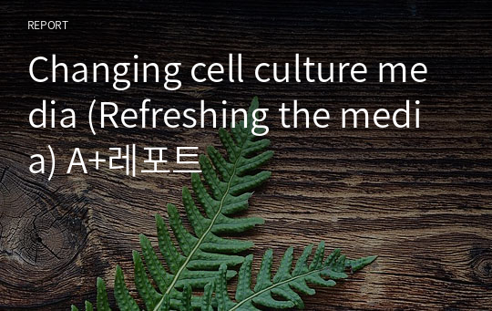 Changing cell culture media (Refreshing the media) A+레포트