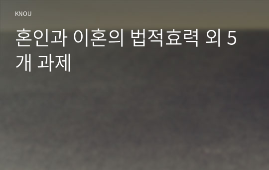 혼인과 이혼의 법적효력 외 5개 과제