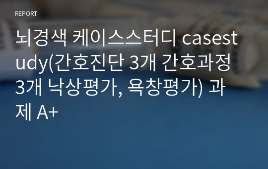 뇌경색 케이스스터디 casestudy(간호진단 3개 간호과정 3개 낙상평가, 욕창평가) 과제 A+