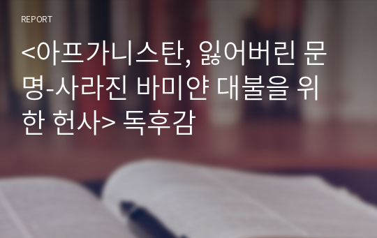 &lt;아프가니스탄, 잃어버린 문명-사라진 바미얀 대불을 위한 헌사&gt; 독후감