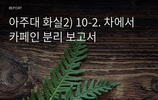 아주대 화실2) 10-2. 차에서 카페인 분리 보고서