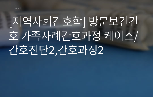 [지역사회간호학] 방문보건간호 가족사례간호과정 케이스/간호진단2,간호과정2