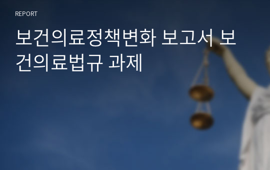 보건의료정책변화 보고서 보건의료법규 과제