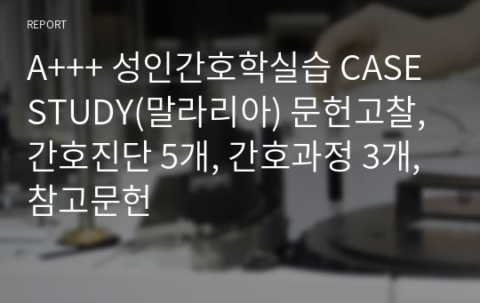 A+++ 성인간호학실습 CASE STUDY(말라리아) 문헌고찰, 간호진단 5개, 간호과정 3개, 참고문헌