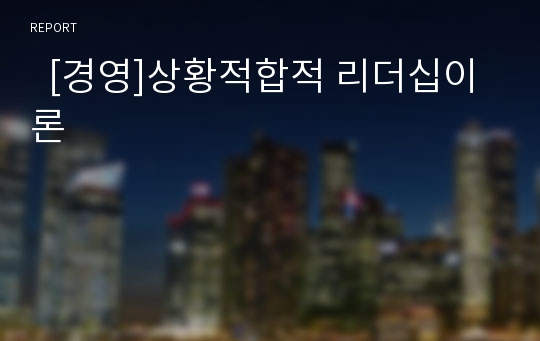   [경영]상황적합적 리더십이론