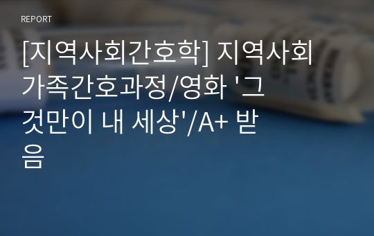 [지역사회간호학] 지역사회 가족간호과정/영화 &#039;그것만이 내 세상&#039;/A+ 받음