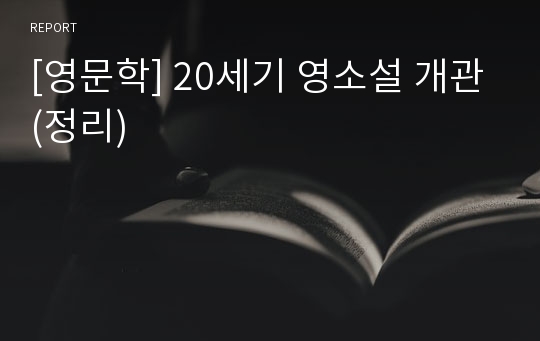 [영문학] 20세기 영소설 개관(정리)