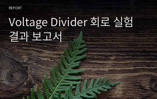 Voltage Divider 회로 실험 결과 보고서