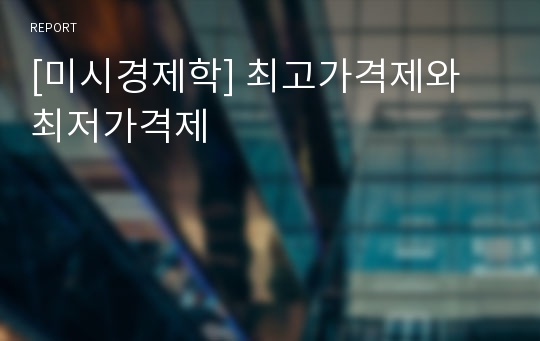 [미시경제학] 최고가격제와 최저가격제