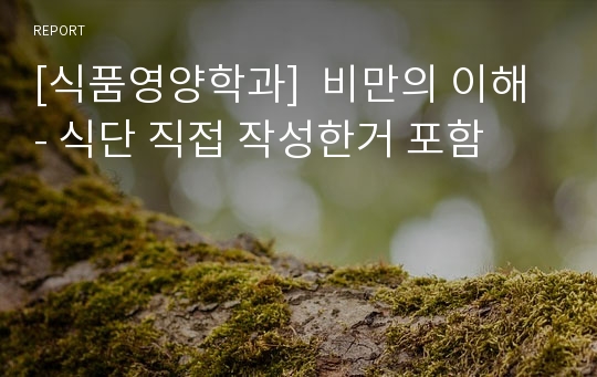 [식품영양학과]  비만의 이해 - 식단 직접 작성한거 포함