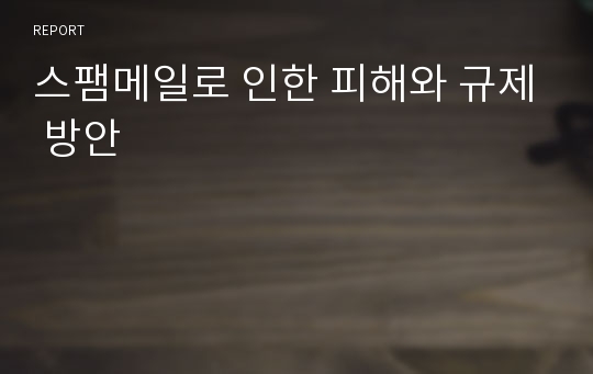 스팸메일로 인한 피해와 규제 방안