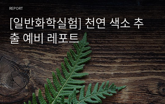 [일반화학실험] 천연 색소 추출 예비 레포트