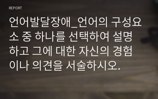 언어발달장애_언어의 구성요소 중 하나를 선택하여 설명하고 그에 대한 자신의 경험이나 의견을 서술하시오.