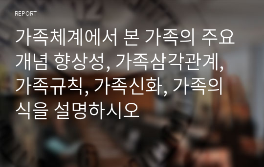 가족체계에서 본 가족의 주요개념 향상성, 가족삼각관계, 가족규칙, 가족신화, 가족의식을 설명하시오