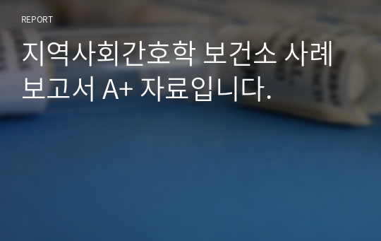 지역사회간호학 보건소 사례보고서 A+ 자료입니다.