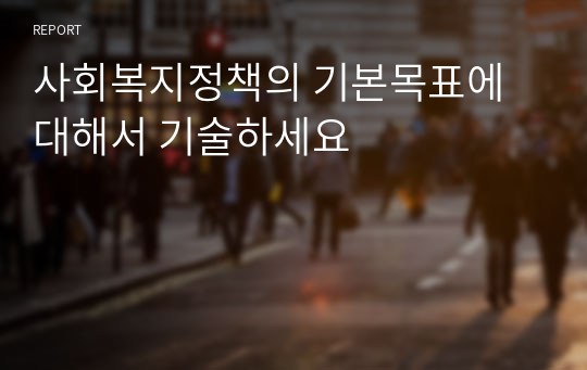 사회복지정책의 기본목표에 대해서 기술하세요