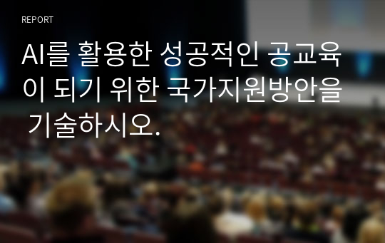 AI를 활용한 성공적인 공교육이 되기 위한 국가지원방안을 기술하시오.