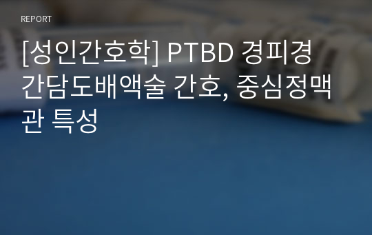 [성인간호학] PTBD 경피경간담도배액술 간호, 중심정맥관 특성