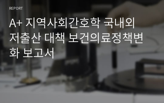 A+ 지역사회간호학 국내외 저출산 대책 보건의료정책변화 보고서