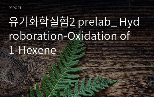 유기화학실험2 prelab_ Hydroboration-Oxidation of 1-Hexene