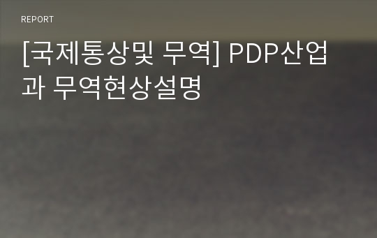 [국제통상및 무역] PDP산업과 무역현상설명