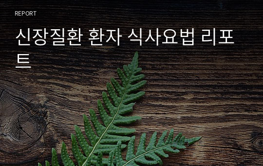 신장질환 환자 식사요법 리포트