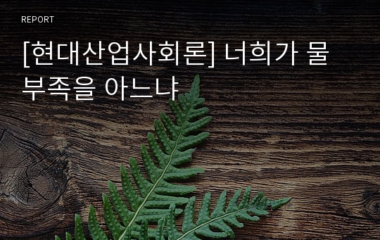 [현대산업사회론] 너희가 물부족을 아느냐