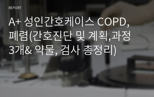 A+ 성인간호케이스 COPD, 폐렴(간호진단 및 계획,과정 3개&amp; 약물, 검사 총정리)