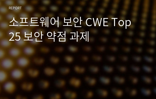 소프트웨어 보안 CWE Top 25 보안 약점 과제