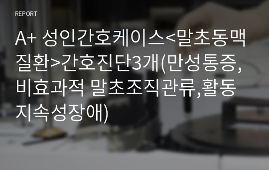 A+ 성인간호케이스&lt;말초동맥질환&gt;간호진단3개(만성통증,비효과적 말초조직관류,활동지속성장애)