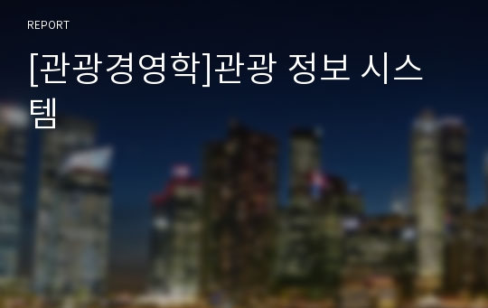 [관광경영학]관광 정보 시스템