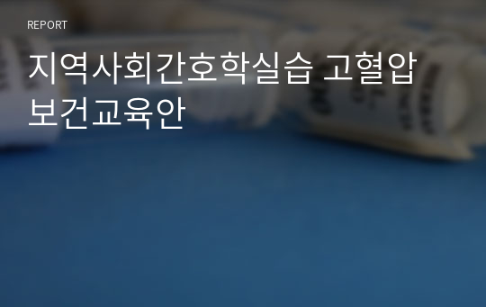 지역사회간호학실습 고혈압 보건교육안