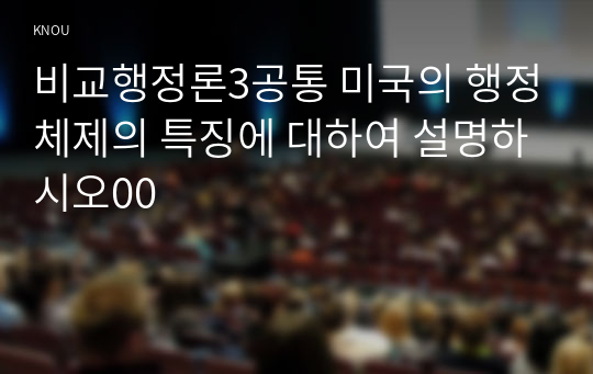 비교행정론3공통 미국의 행정체제의 특징에 대하여 설명하시오00