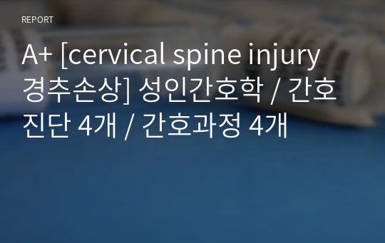 A+ [cervical spine injury 경추손상] 성인간호학 / 간호진단 4개 / 간호과정 4개