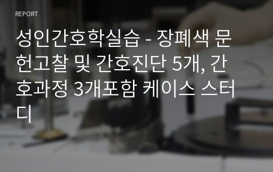 성인간호학실습 - 장폐색 문헌고찰 및 간호진단 5개, 간호과정 3개포함 케이스 스터디