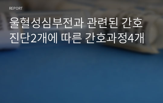 울혈성심부전과 관련된 간호진단2개에 따른 간호과정4개