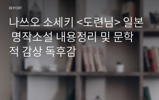 나쓰오 소세키 &lt;도련님&gt; 일본 명작소설 내용정리 및 문학적 감상 독후감