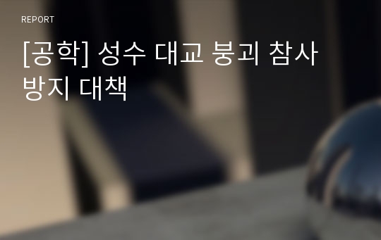 [공학] 성수 대교 붕괴 참사 방지 대책