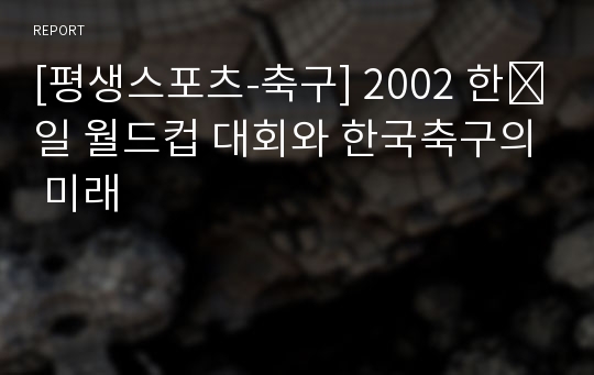 [평생스포츠-축구] 2002 한․일 월드컵 대회와 한국축구의 미래