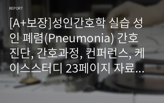 [A+보장]성인간호학 실습 성인 폐렴(Pneumonia) 간호진단, 간호과정, 컨퍼런스, 케이스스터디 23페이지 자료입니다.