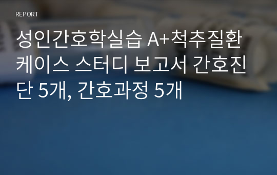 성인간호학실습 A+척추질환 케이스 스터디 보고서 간호진단 5개, 간호과정 5개