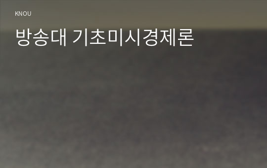 방송대 기초미시경제론