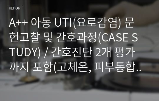 A++ 아동 UTI(요로감염) 문헌고찰 및 간호과정(CASE STUDY) / 간호진단 2개 평가까지 포함(고체온, 피부통합성 장애)