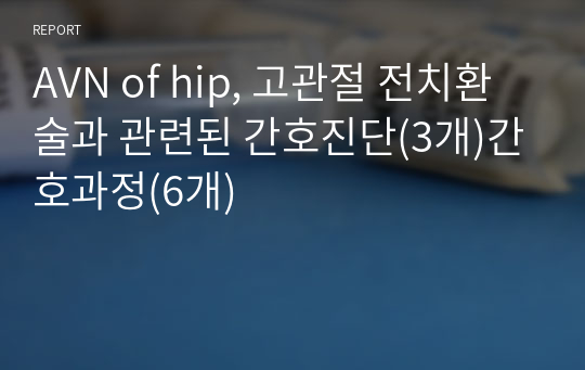 AVN of hip, 고관절 전치환술과 관련된 간호진단(3개)간호과정(6개)